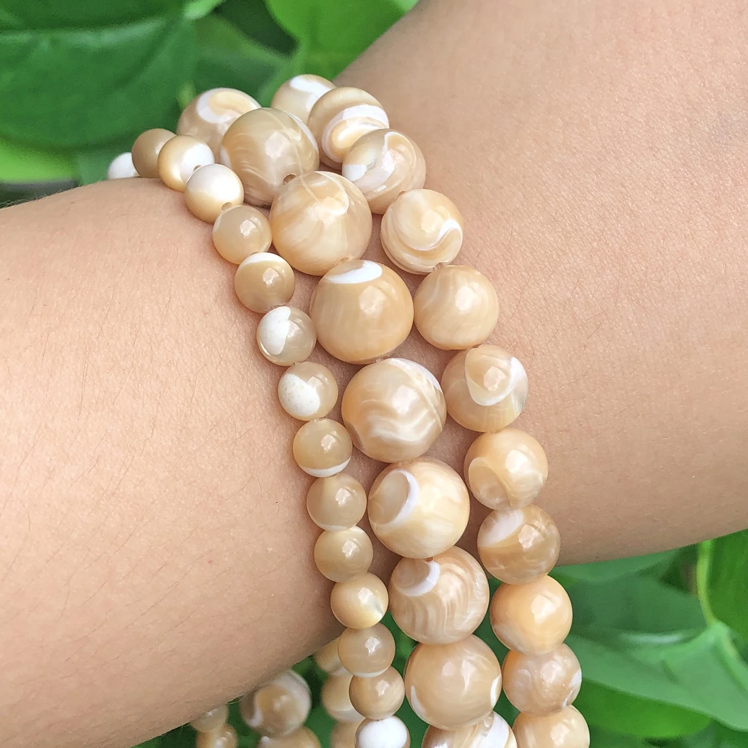 Natural Trochus Shell Stone 4/6/8/10 mm Round Loose Beads 15inches/strand For Women jewelry Making DIY Bracelet Necklace(F00578)