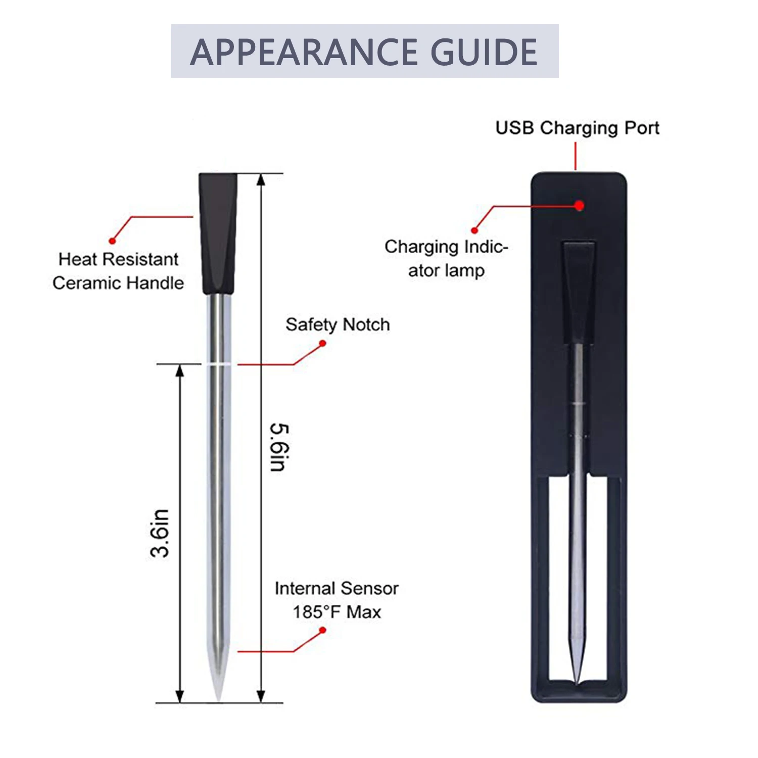 Go Upgraded Meat Thermometer Wireless Digital Bluetooth Barbecue Accessories for Oven Grill BBQ Smoker Rotisserie Kitchen Gift