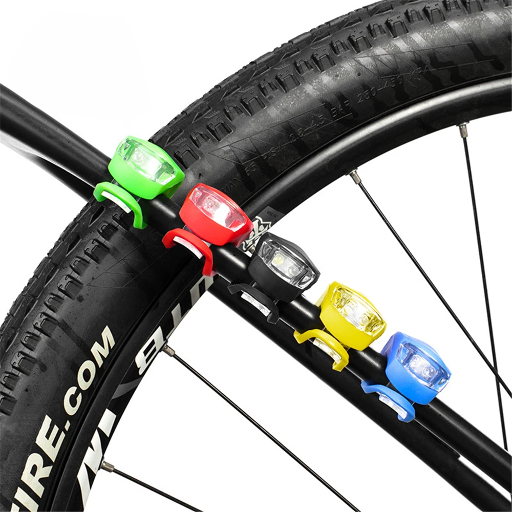 LED Bicycle Front Light Head Front Rear Wheel Bike Light Waterproof Silicone MTB Cycling Headlight Tail Warning Lights Bike Lamp