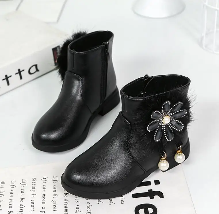 Shorha 2019 Autumn Winter Fashion Warm Children Boots Fashion Leather Shoes Girls Ankle Boots Kids Princess Shoes