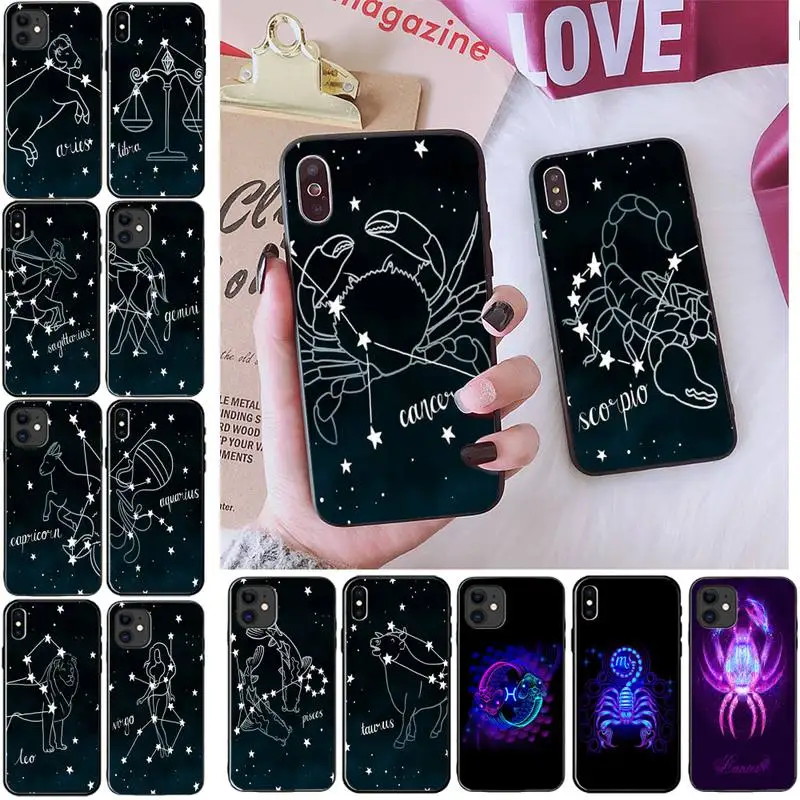 Constellation Zodiac Signs Phone Case for iphone 13 11 8 7 6 6S Plus 7 plus 8 plus X XS MAX 5 5S XR 12 11 Pro max se 2020 Cover