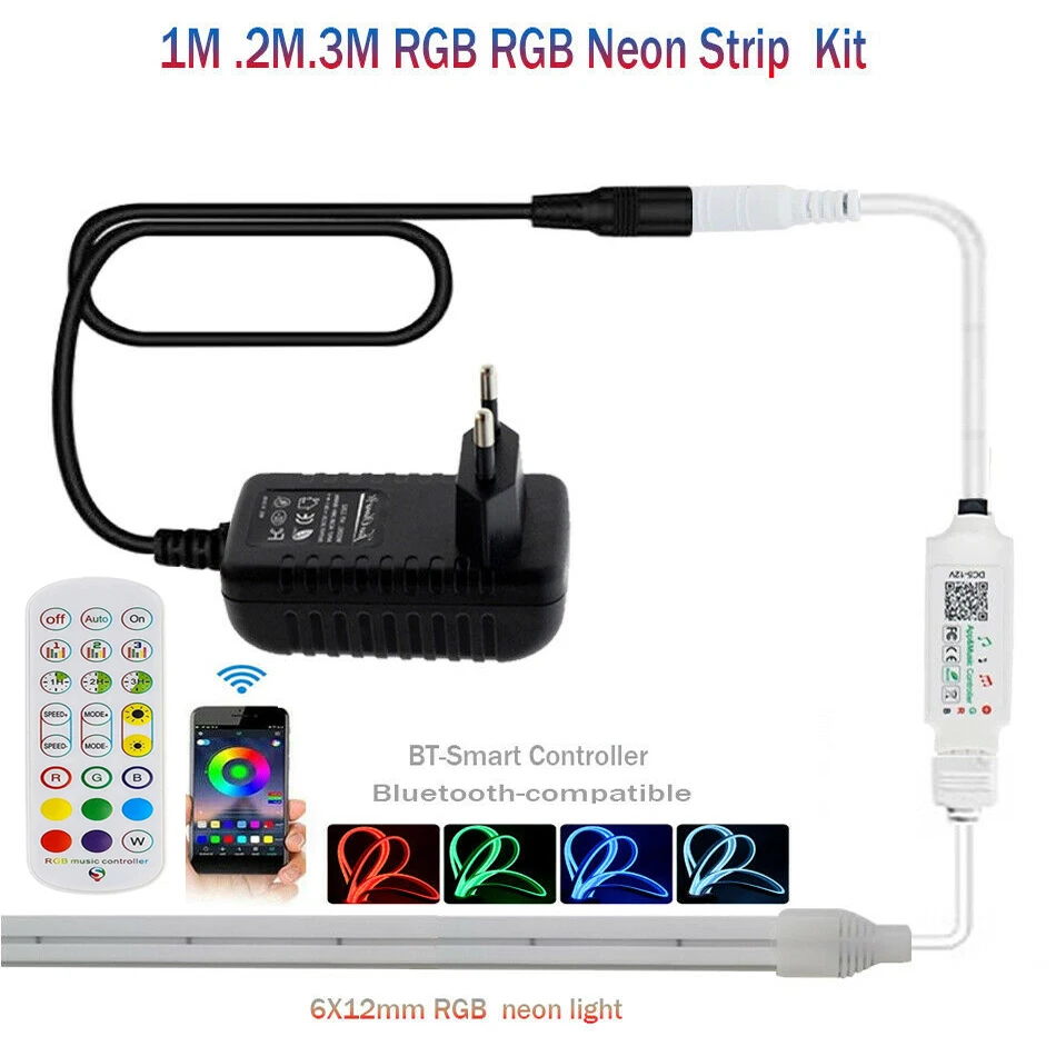 RGB Neon lights 6x12mm 3535 96LEDs/m Flexible LED Strip lithg Tape DC12V Bluetooth-compatible Smart controller 24Key remote Kit