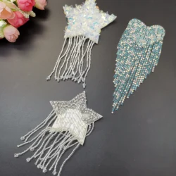 Cute star heart Patch Rhinestone Applique Sew on Patch for Clothing Dress Diy Patches beaded applique sweater applique