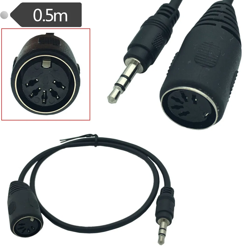 DIN 5pin to 3.5mm Cable 50CM 5 Pin DIN Female to 3.5MM male SmartPhone AUX Headphone Stereo Jack Adapter Input Cable 0.5m 1m