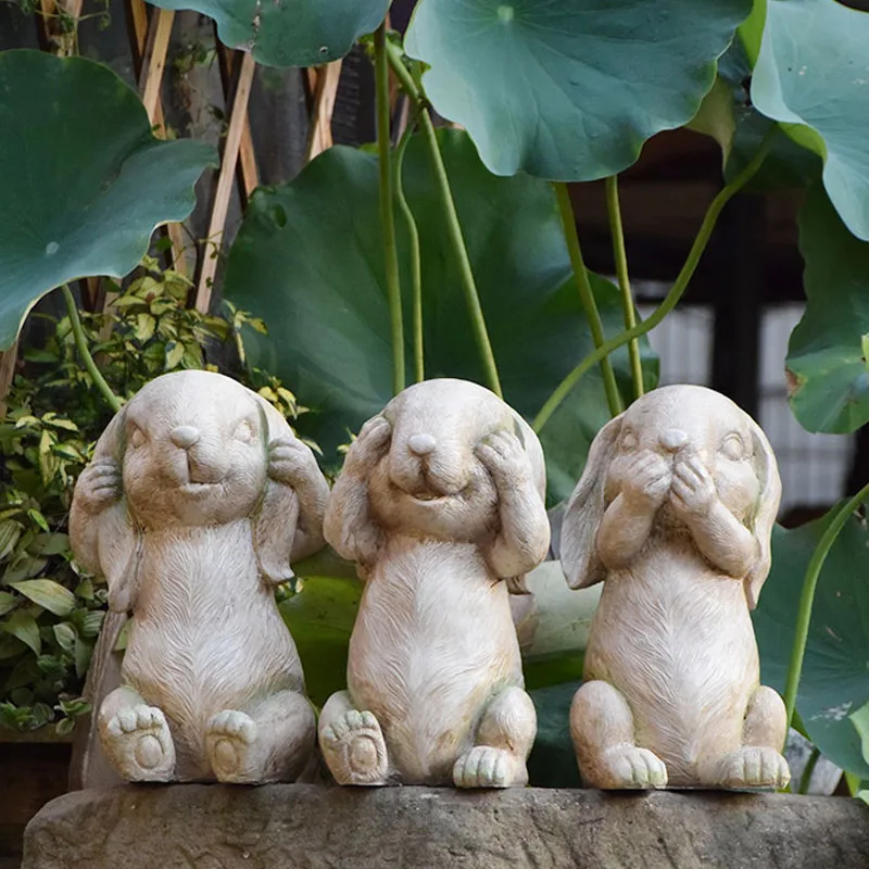 

Pastoral Style Easter Bunny Garden Statue Resin Outdoor Doll Micro-landscape Desktop Ornaments Decorative Small Animals