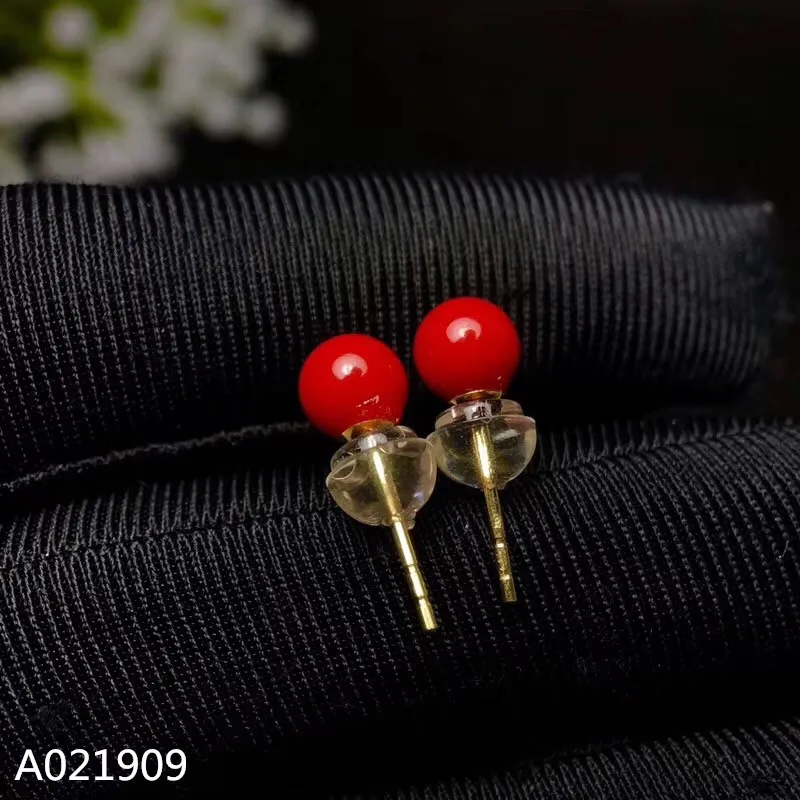 

KJJEAXCMY Boutique Jewelry 18K Gold Inlaid Natural Red Coral Gemstone Female Luxury Earrings Support Detection Frendy