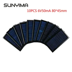 SUNYIMA 10PCS Solar Panel Mini 80x45mm 6V 50mA 0.3W  Solar System DIY for Battery Cell Phone Chargers Portable Solar Cell