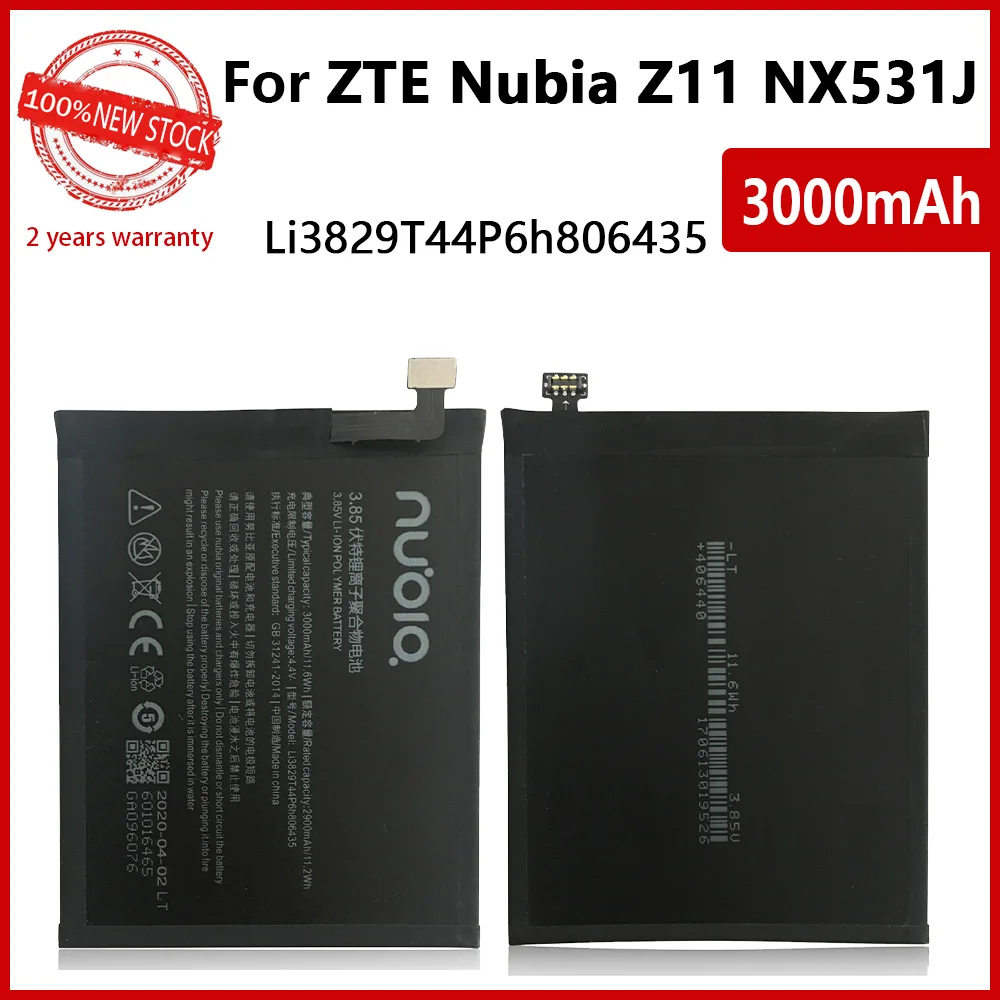 

High Quality Battery with Tracking Number, 100% Real, 3000mAh, Li3829T44P6h806435, for ZTE Nubia Z11, NX531J Phone, New