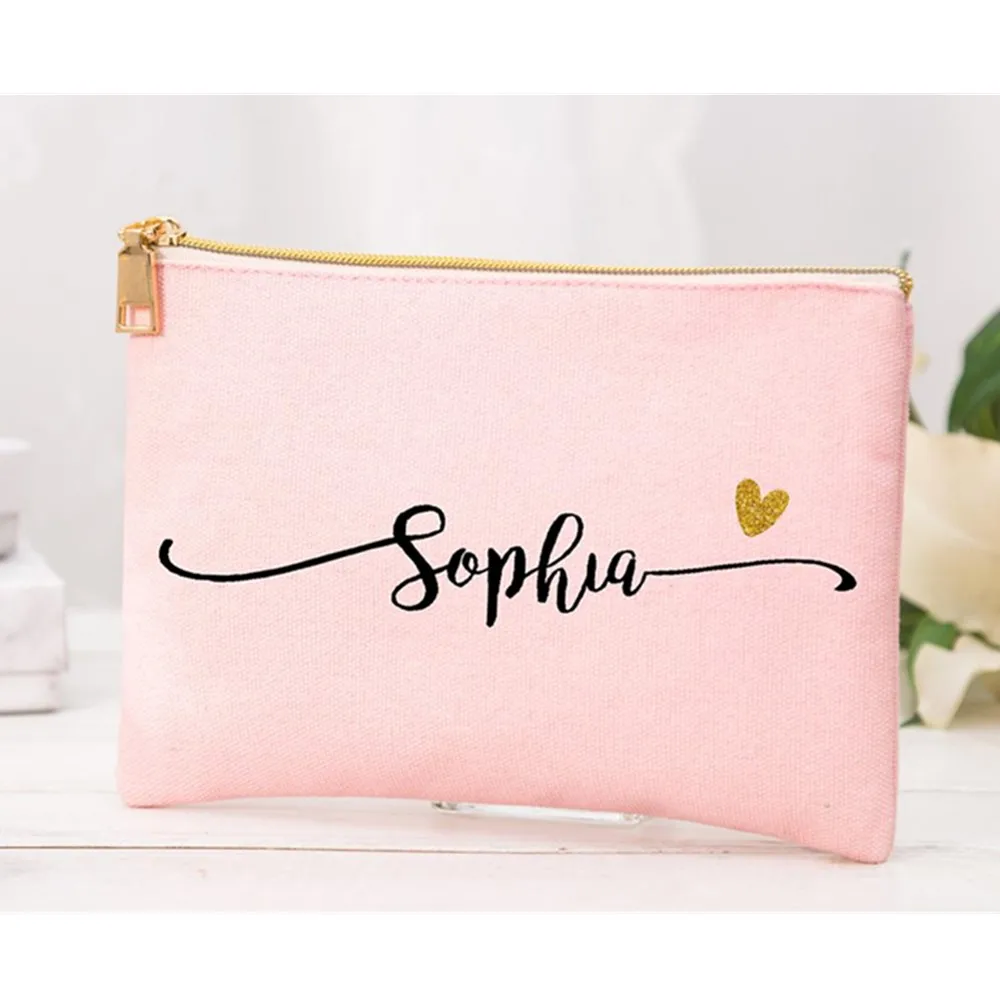 

Personalized birthday Makeup Bag Bride make up bag Canvas Monogram Cosmetic Bag Custom Name bag Gift for Her Bridesmaid Bag