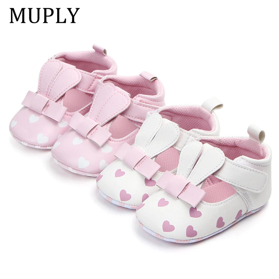 

Baby Princess Shoes For Newborn Animal Pattern Infant Print Love Soft Sole Shoes PU Leather Sandal Rabbit Ear Shoes For 0-18M