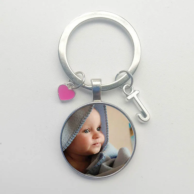 New Hot Handmade Birthday Name Keychain Photo Child Mom Dad Gift Family Photo Heart-shaped Keychain Letter Keychain