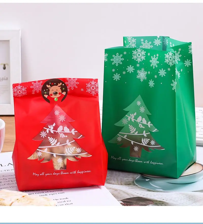 Bolsas de regalo de árbol de Navidad, envase de cocción de galletas de caramelo, adornos navideños para el hogar, Navidad, 25 uds., 2022