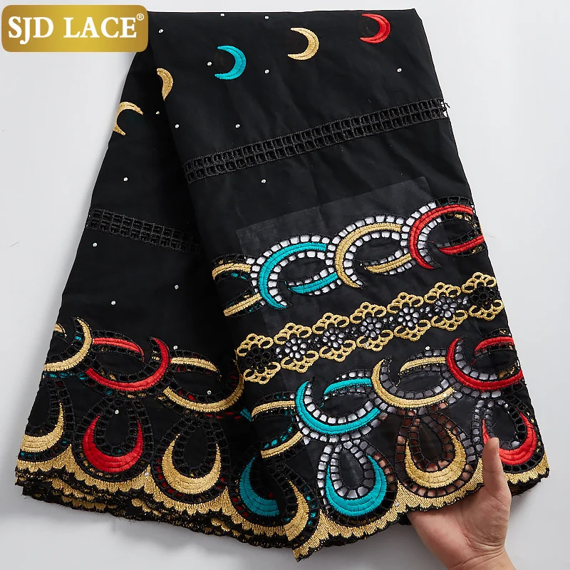 SJD LACE African Cotton Lace Fabric 2024 High Quality Stones Swiss Voile Lace Dubai Nigerian Cottons For Daily Dresses Sew A2341