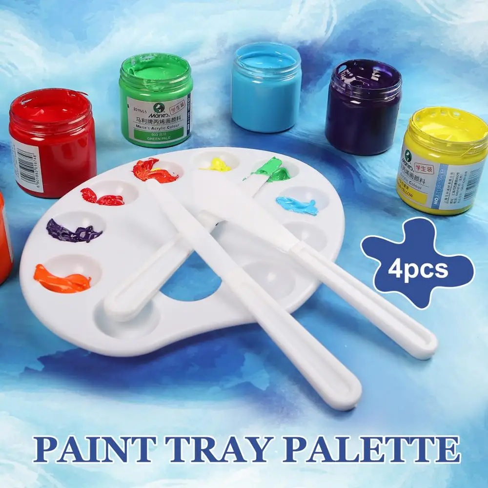 

SeamiArt Oval Palette with Oil Knife Tools, Kids Painting Plastic Palette Hand Grasp DIY Graffiti Art Supplies