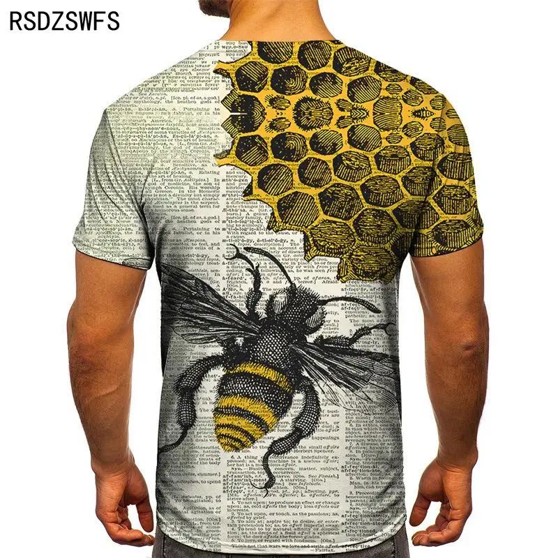 Funny Bee 3D Printed Summer Men's T-Shirt Personality Street Round Neck Short Sleeve Genderless Hip-hop Shirt Men's T-shirt Tops