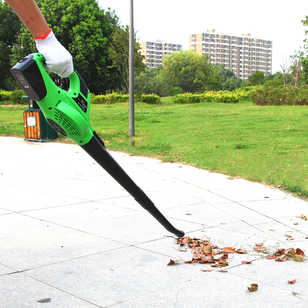East 18V Li-ion Cordless Blower Leaf Blower 1300mAh Rechargeable Battery Garden Power Tools ET1006 Portable Long Pole Green