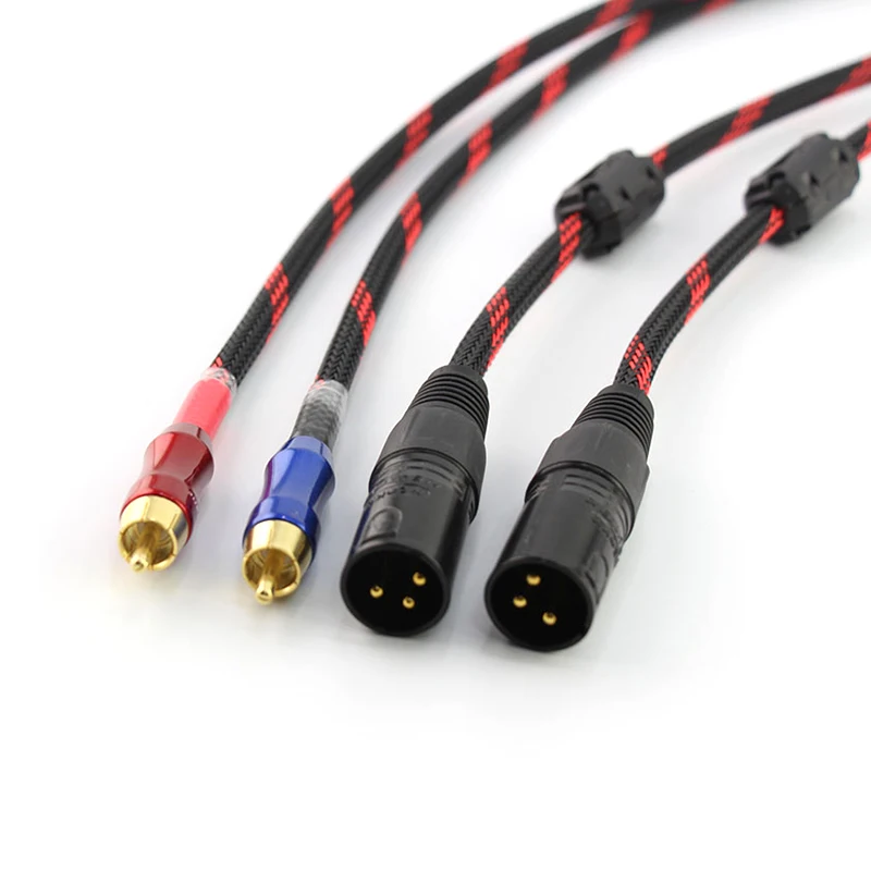 Colleimage  Hifi 2RCA Male to 2XLR Female Audio Cable Hi-end 4N OFC Dual XLR Female to Dual RCA Male Audio Wire