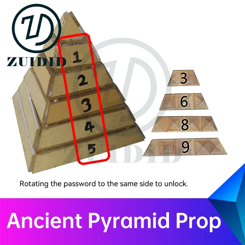 escape room Ancient Pyramid Prop rotate the ancient pyramid to make the 5 digits on the same side to unlock escape game ZUIDID