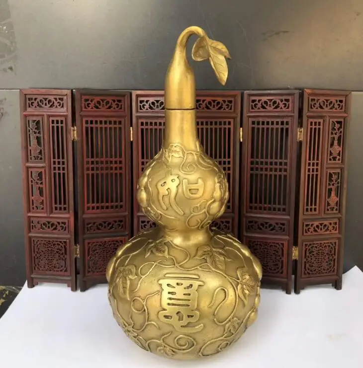 Pure copper auspicious wishful gourd living room office town house decoration