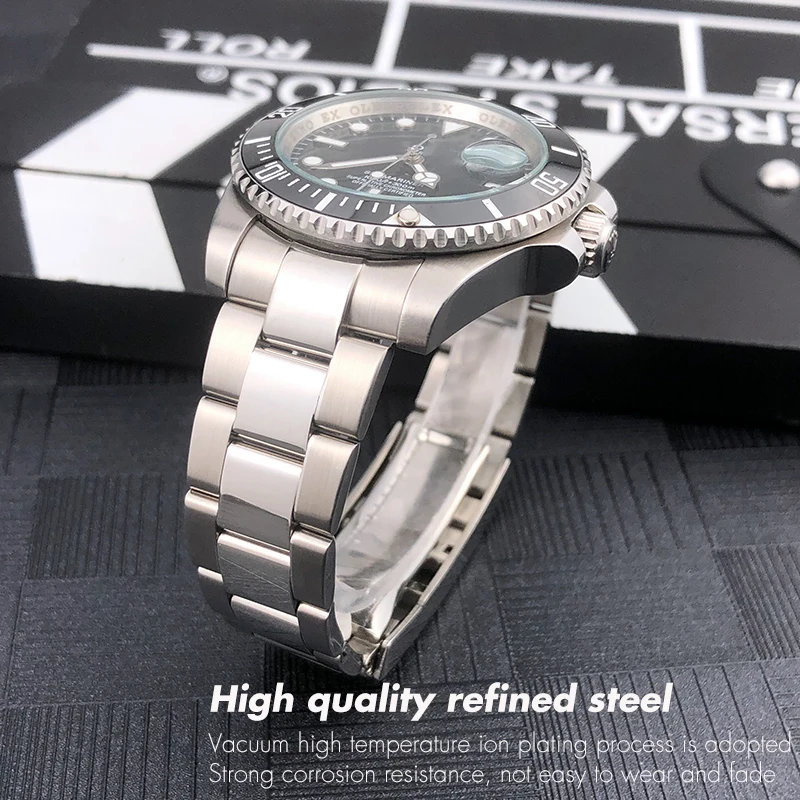 21mm 20mm 316L Quality Stainless Steel Watchband for Rolex Hulk Submariner GMT Slide Lock Buckle Metal Silver Golden Watch Strap