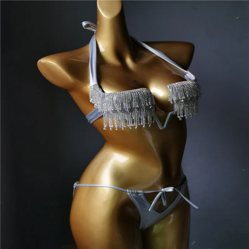 Imagem -03 - Venus Férias Novas Borlas Conjunto de Biquíni Diamante Pedras Bling Banho Sexy Feminino Strass Maiô Mais Recente Beachwear 2023