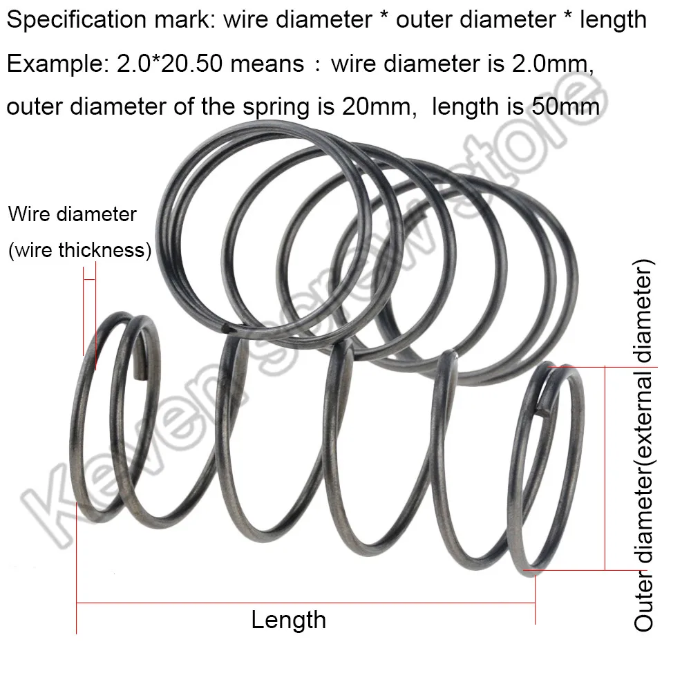 20PCS 0.2*2 2.5 3*5-50mm Spring Steel Small Compression Release Mechanical Return Spring Pressure Spring OD 2mm 2.5mm 3mm