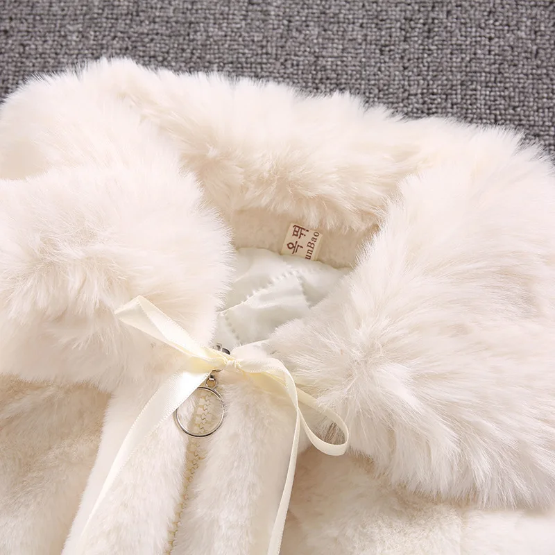 Baby imitation fur plush coat new winter solid color zipper girl fur coat coat 2-6-year-old baby jacket cotton padded jacket