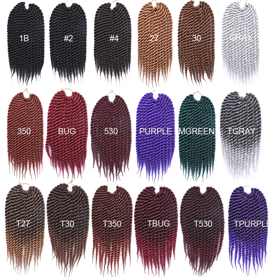 TOMO-Extensions Capillaires Synthétiques Tressées au Crochet Ombré, 12 Pouces, 18 Couleurs, Paquet de 12 Racines