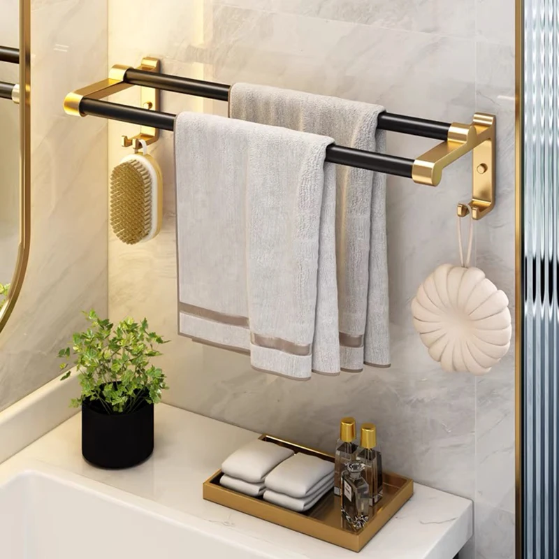 Set For Bathroom Holder Towel Toilet Brush Punch-Free Luxury Toilet Paper Shelves Shower Curtain Shower Accessories Shelf