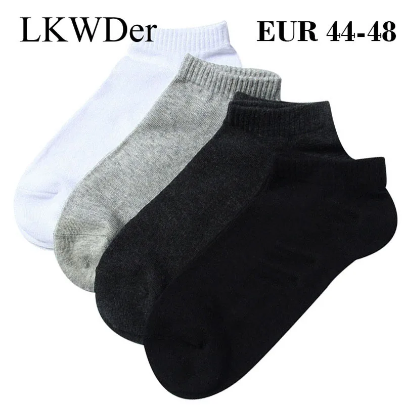 

LKWDer 5 Pairs Large Big Plus Size 46,47,48 Mens Socks Business Casual Ankle Socks All-match Pure Color Cotton Calcetines Hombre