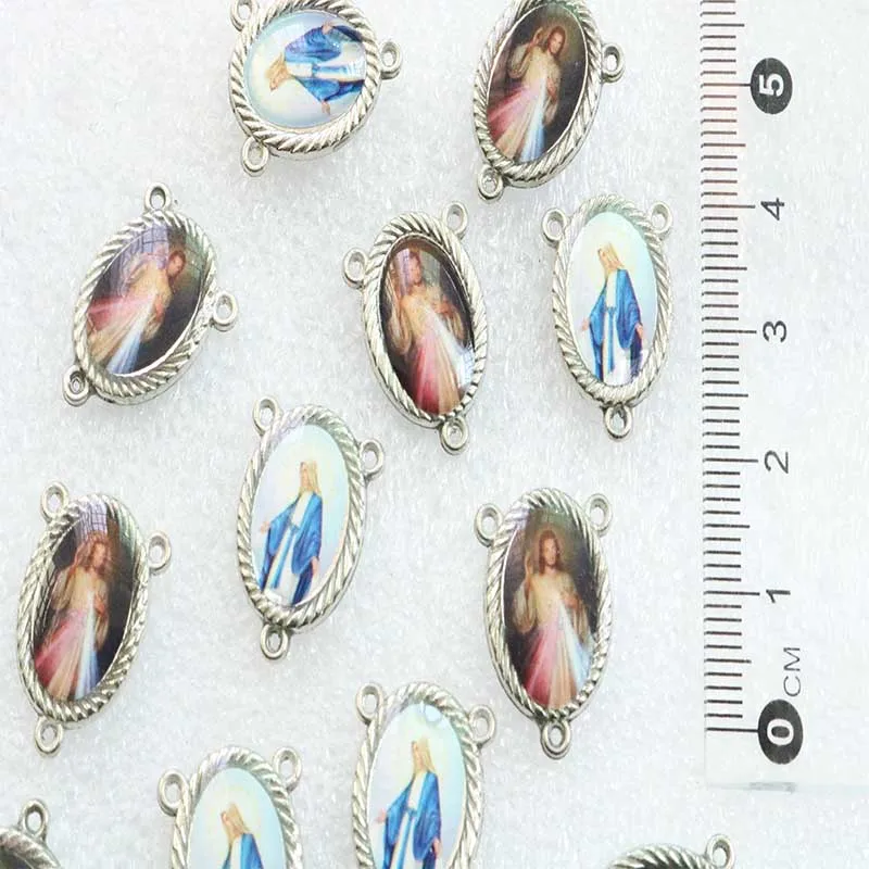 Catholic Rosary Center Icon Sticker Catholic Medal Jesus Mary Rosary Three Hole Religious Center