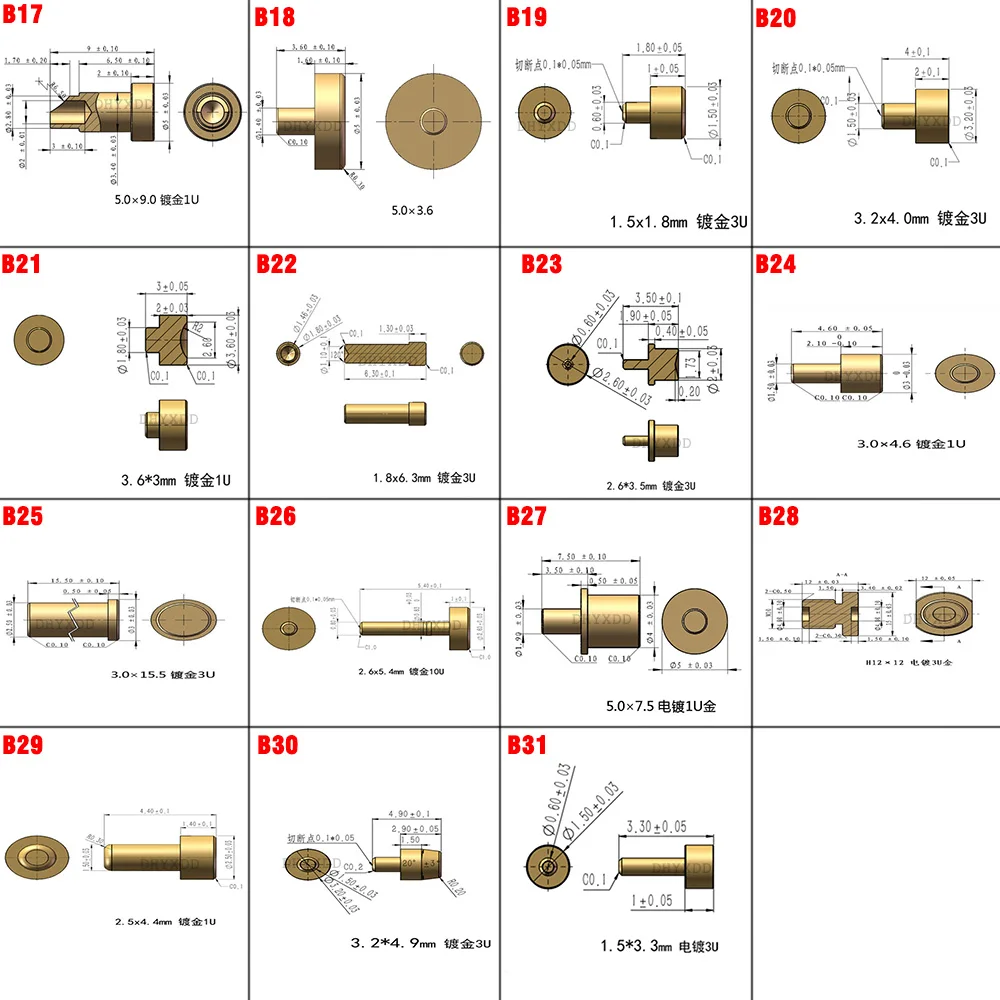 5PCS  2.0 3.0 4.0 6.0 MM Pogo Pin Connectors High Current Copper Pillar Lathe Parts Probe Conductive Test Pin No Springs Female