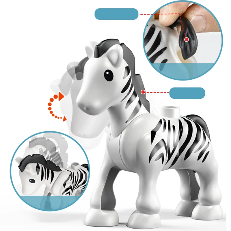 75 Styles Big Size Building Blocks Animal Accessories Figures Block Lion Panda DIY Bricks Assembly Toys For Children Kids Gifts