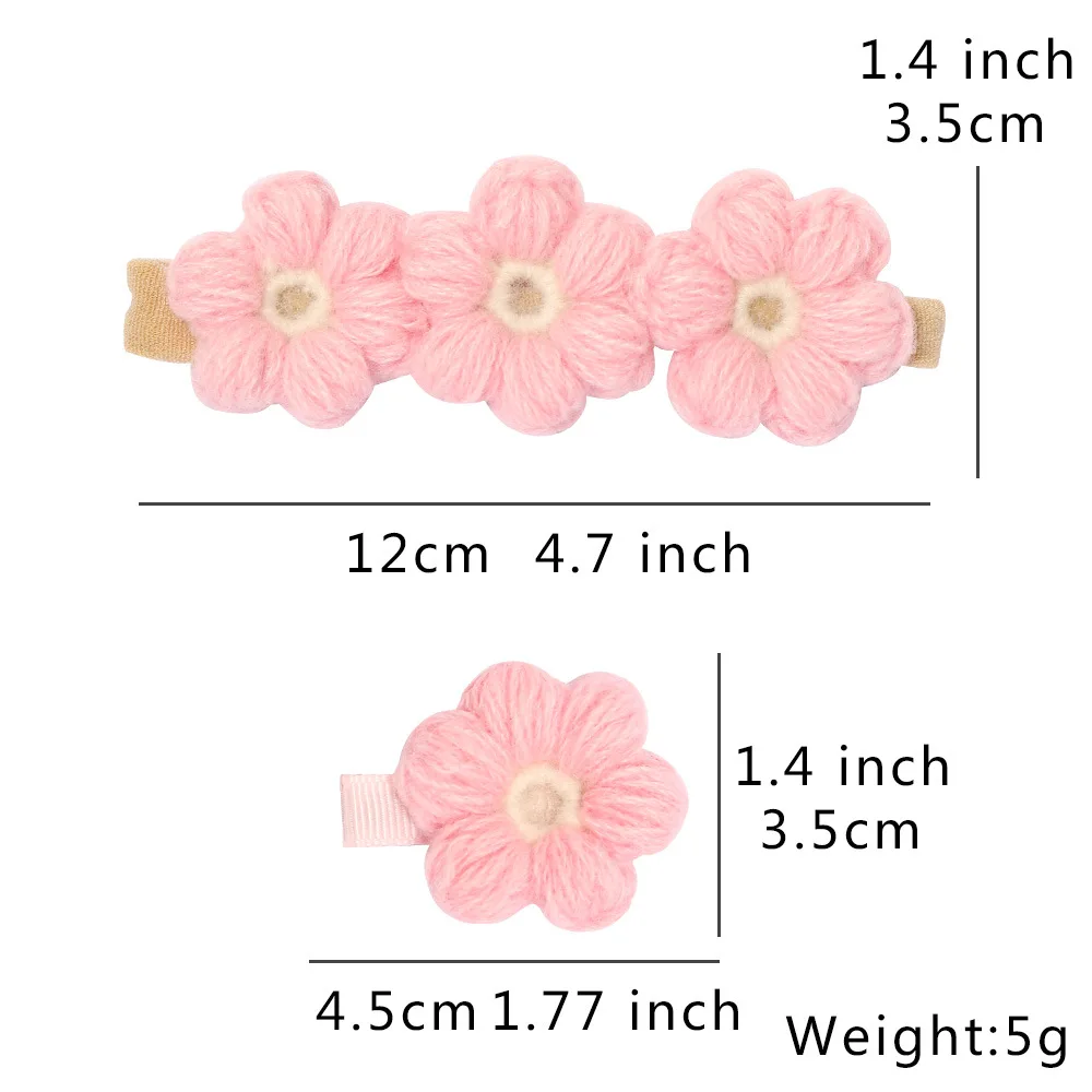 Vintage Baby Nylon Headbands Handmade Crochet Flowers Woolen Kid Elastic Hairbands Girls Hair Clips Children  Hair Accessories