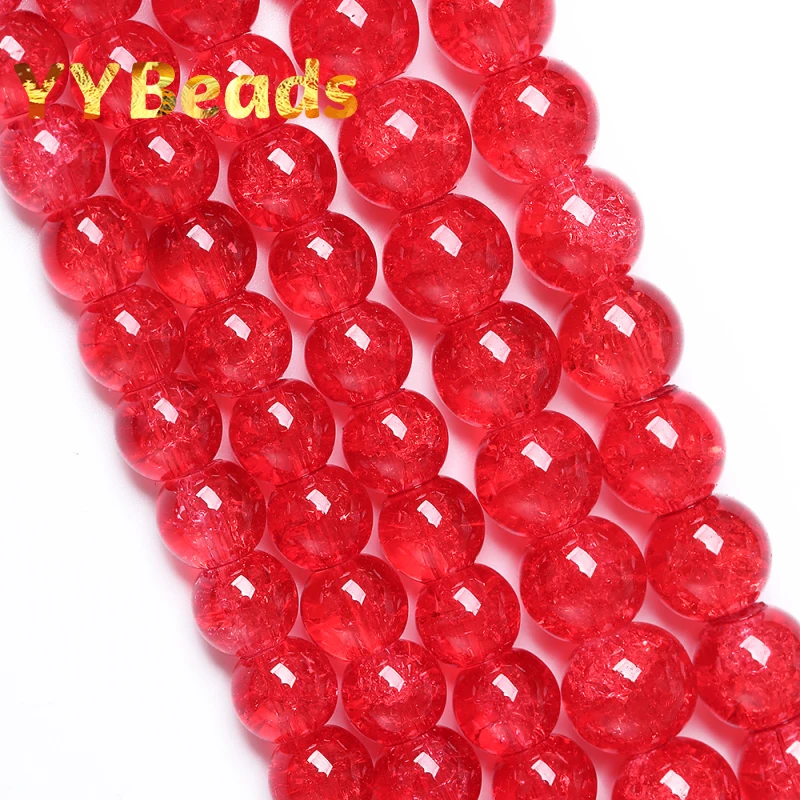 

Natural Red Cracked Crystal Stone Beads Round Loose Charm Beads For Jewelry Making DIY Bracelets Necklaces Accessories 8 10 12mm