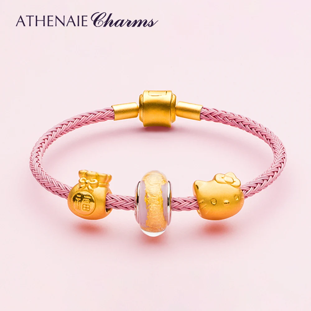 ATHENAIE Colorful Wire Charms Bracelet with Gold Color Clasp for Women Fit Charms Beads DIY Gift