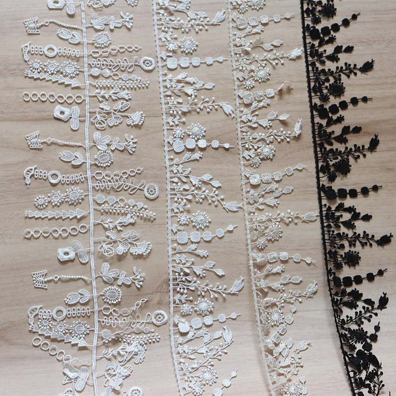Lace Tassel Trims for DIY, Handmade Necklace Pendant, Pink, White Flowers, Leaves, Home Sofa Curtain Skirt, RS3031