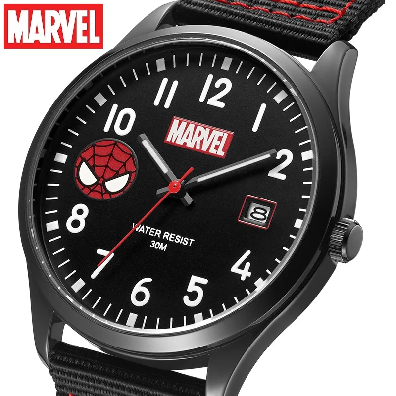 

Marvel Original Spider Man Children Cartoon Quartz Wristwatch Avenger Captain America Iron Nylon Strap Kid Student Date Clock