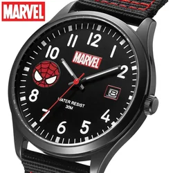 Marvel-Reloj de pulsera de cuarzo con dibujos animados para niños, cronógrafo con correa de nailon de hierro, vengadores, Capitán América, para estudiantes