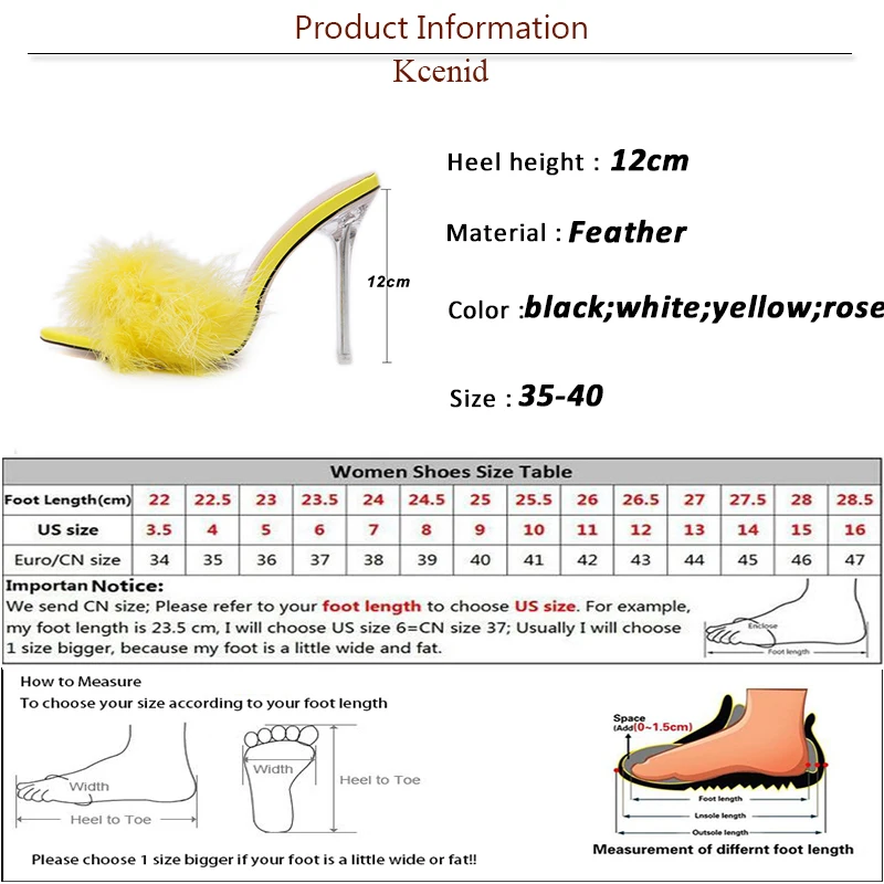 Kcenid Summer New Sexy Feather Woman Slippers Transparent Perspex High Heels Stiletto Peep Toe Mules Lady Slides Shoes Rose