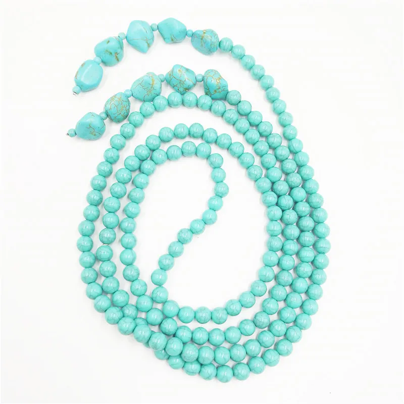 Bohemian Beads Turquoise Natural Semi-precious Stone Necklace Women Fashion Necklace Collar Bead Party Jewelry New Jewelry