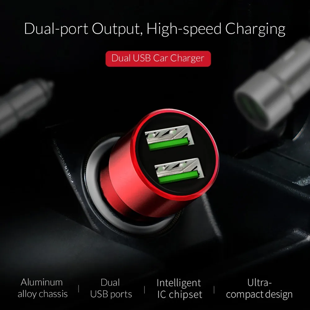 ORICO Dual USB Car Charger USB Charging Port 12W Max Cigarette Lighter Conversion plug For iPhone Samsung Xiaomi Huawei