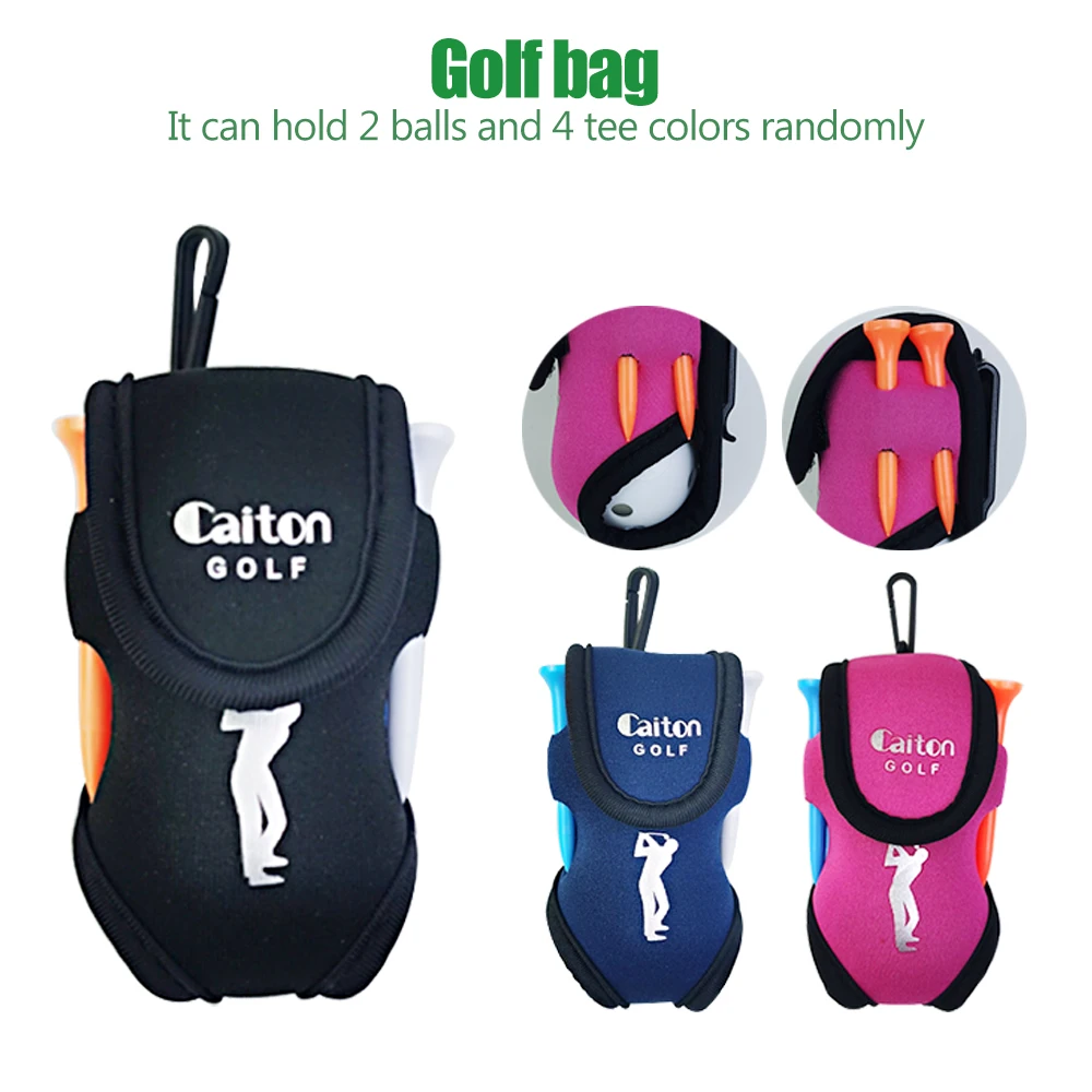 Golf Ball Waist Bag with 2 Balls and 4 Tees Set , Portable Golf Ball Storage Bag Holder Golfer Mini Waist Pouch Pack