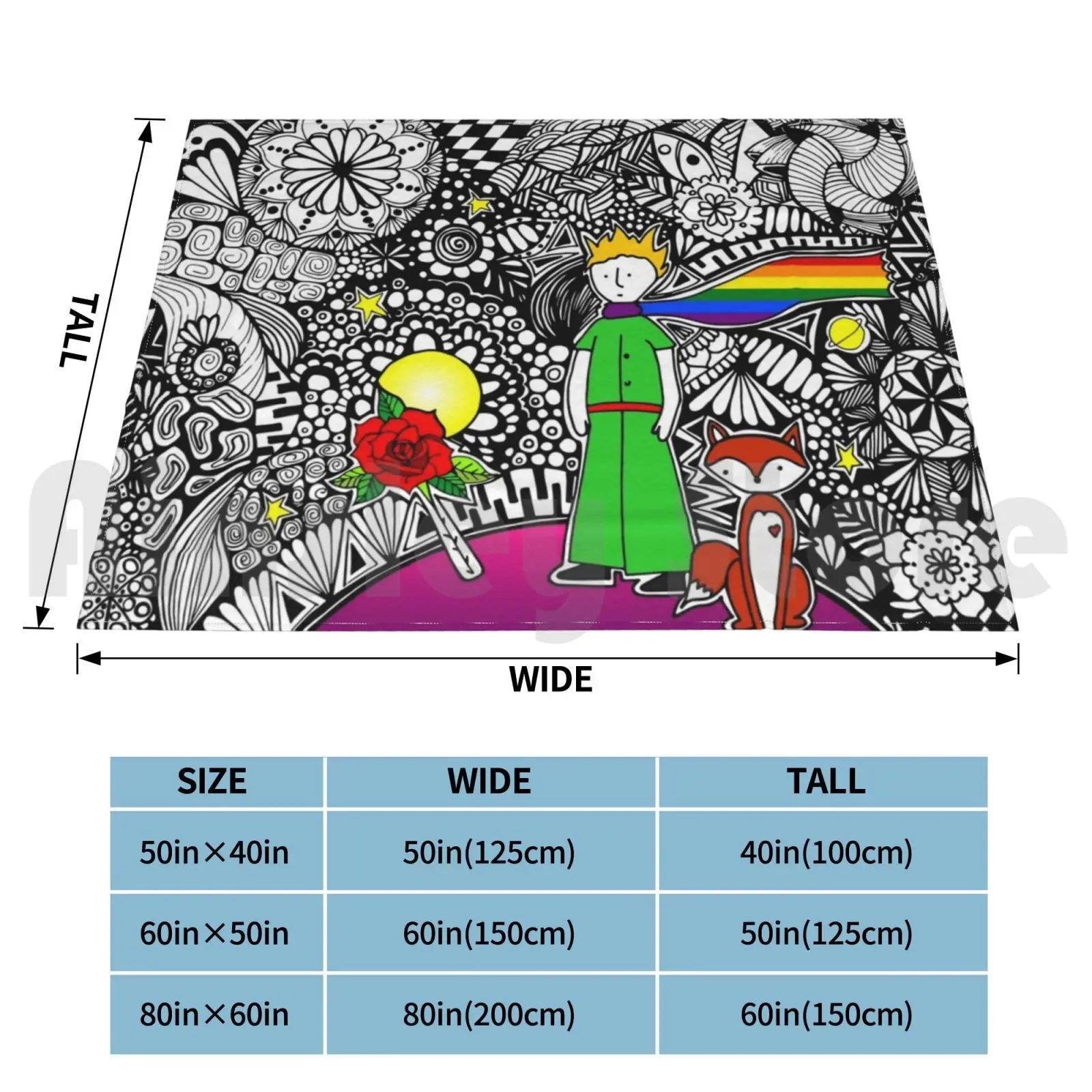 The Lgtbq Little Prince Drawn By Hand With The Zentangle Art Technique By Chulitad Blanket Fashion Custom Lgtb Lgtbq