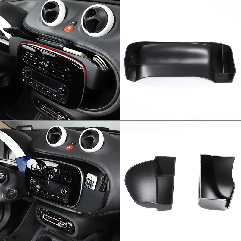 

For Smart 453 Forfour Fortwo W453 2014-2021 ABS Black Car Center Console Screen Storage Box Organizer Phone Tray Car Accessories