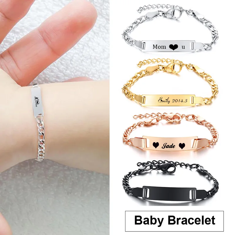 

Custom Bracelet for Little Boy Girl , Engrave Name Bar Armband, Stainless Steel Bracelet for Boy Girls K Women Birthday Gift