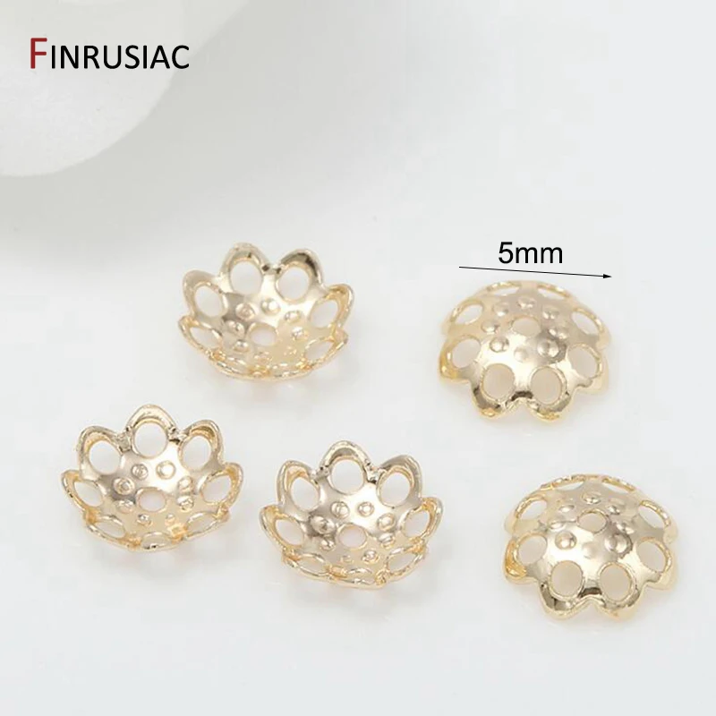 Capuchon de perles en laiton plaqué or 14k, 7 Types de petites fleurs fines, pour bricolage, fabrication de bijoux, accessoires