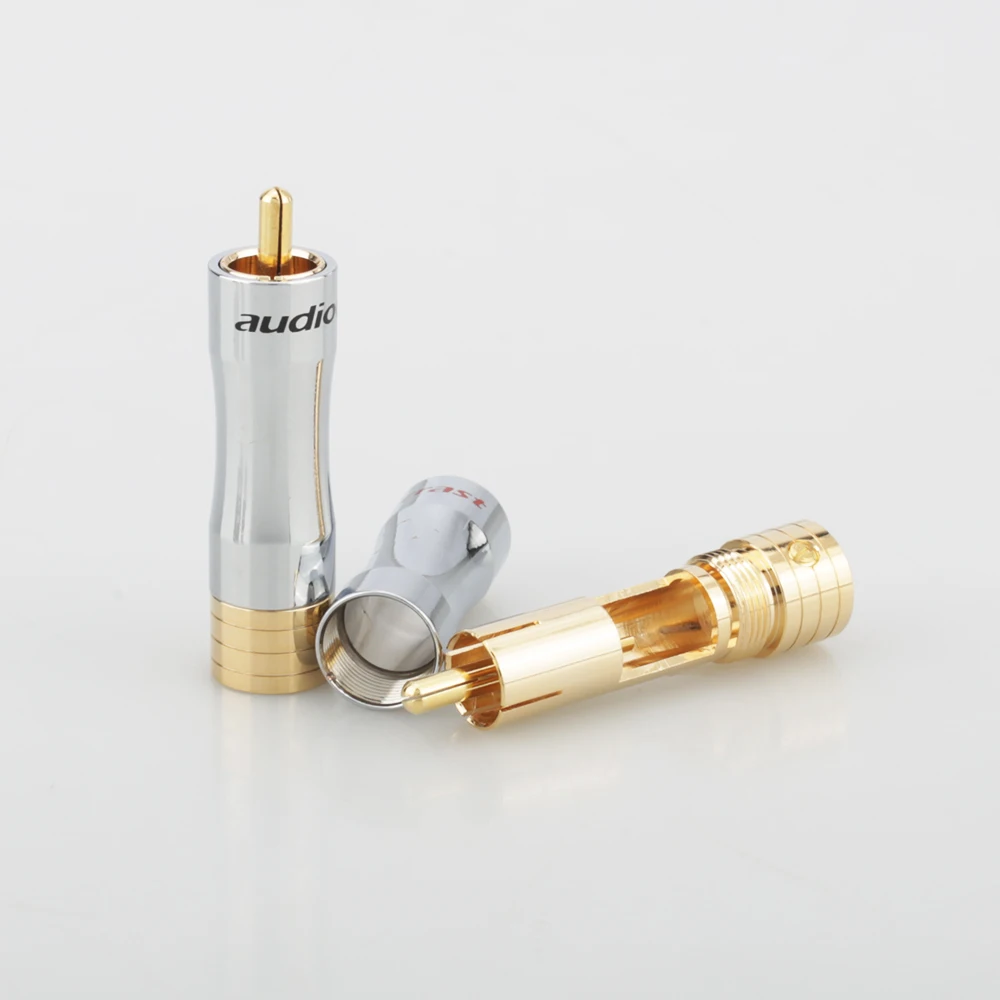 금도금 RCA 플러그, 오디오 케이블, 수 납땜 커넥터 어댑터, 8mm, 4 개