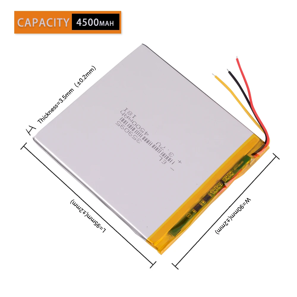 3Wries 3.7V 4500mAh 359095 Rechargeable Lithium Li-ion Polymer Battery