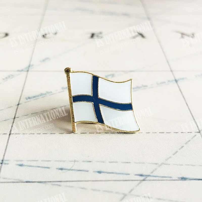 Finlandia flaga narodowa przypinki na klapę przezroczysta żywica epoksydowa Metal emaliowana przypinka farba broszka pamiątka garnitur osobowość pamiątkowe prezenty